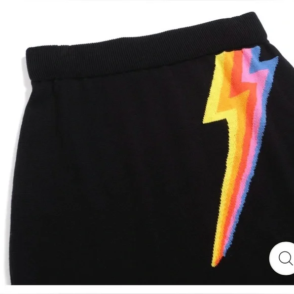Oxknit Black Lightning Bolt Pencil Skirt, Size Small - Picture 3 of 8